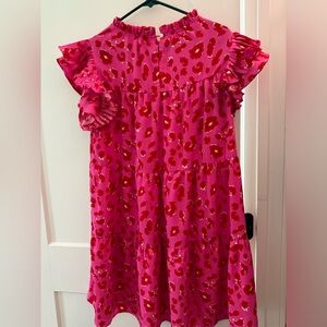 Pink leopard print dress